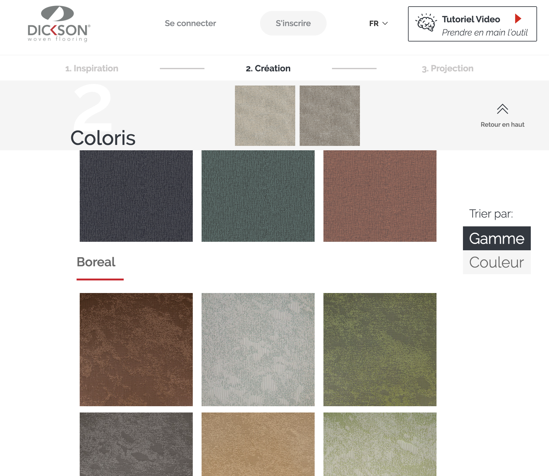 Listing des coloris Dickson Flooring